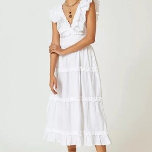 NWT $275 Anthropologie Love The Label Topanga Ruffled V-Neck Dress SZ L Z208-53
